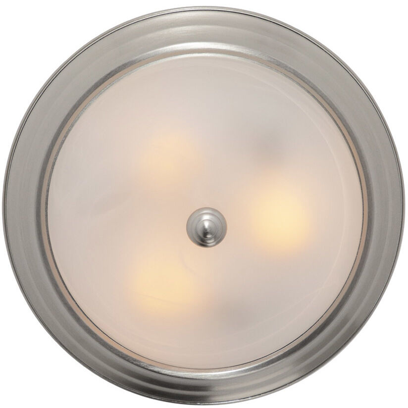Decorative 3 Light 15 inch Satin Platinum Flushmount Ceiling Light in White Alabaster, Large